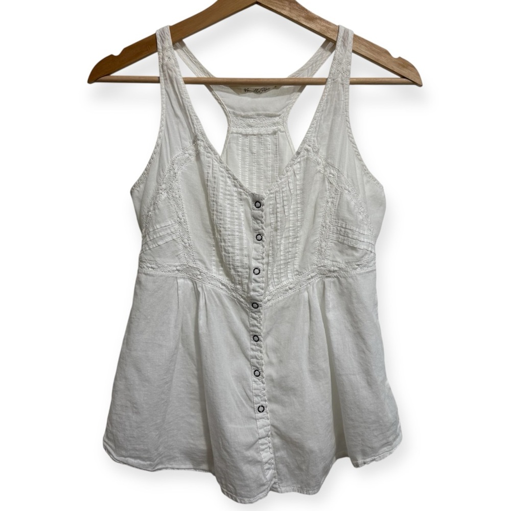 Vanilla Star Y2K 100% Cotton Babydoll Lace Pleated Top
